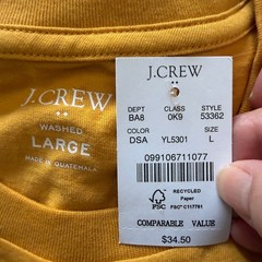 NWT J. Crew Men’s Dried Saffron Gold Washed Jersey Crewneck Tee – SIZE LARGE