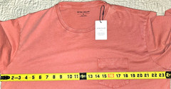NEW PETER MILLAR, MENS SIZE XL, LAVA WASH ‘CLAY ROSE’ POCKET T-SHIRT-MSRP $65.00