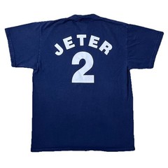 Vtg 90s NY Yankees Derek Jeter 2 MLB T Shirt Medium Navy Baseball Player Tee
