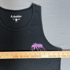 Chubbies Tank Top Mens Small S Black The Weekend Has Arrived Tropical Palm Tree