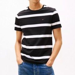 Tommy Hilfiger Men’s Regular Fit Rugby Stripe Cotton Jersey Crewneck T-Shirt Tee