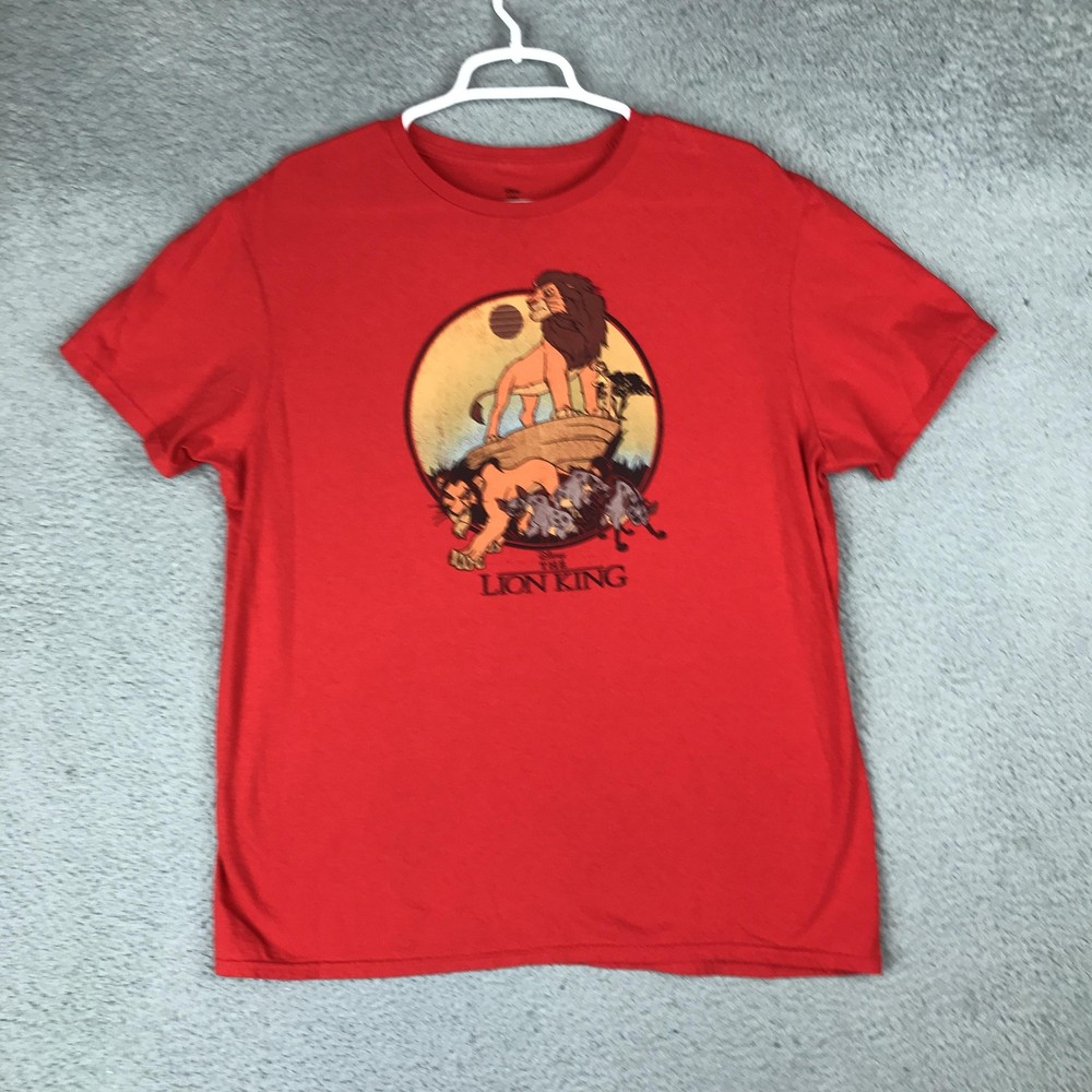 Disney Lion King Shirt Mens Large Red Mufasa Scar Hyenas Graphic Tee Top Movie