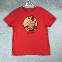 Disney Lion King Shirt Mens Large Red Mufasa Scar Hyenas Graphic Tee Top Movie