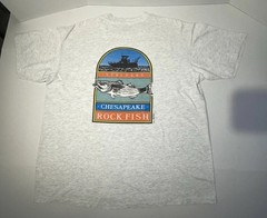Vintage 1990 Chesapeake Fishing T Shirt Mens XL 48 Chest Bass Single Stitch USA