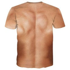 thuizen Men’s 3D Naked Muscle Costume Funny Prank T-Shirt (Muscle, M)