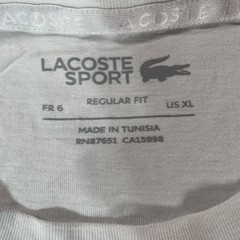 Lacoste Sport Shirt Mens XL White Ultra Dry Crocodile Logo Graphic Tee Top