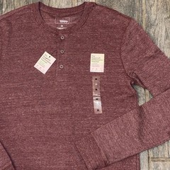 Sonoma Thermal Henley Shirt Men M Maroon Extra Soft Cotton Stretch Warm Gift NWT