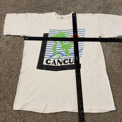 Vintage 70s 80s Cancun Mexico Beach Vacation Art White T-Shirt Large