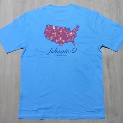JOHNNIE O Mens S SMALL T SHIRT BREWS N VIEWS MALIBLU BLUE RED DALE 2.0 GOLF USA
