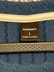 Manfinity Mens Textured Knit Navy Blue Short Sleeve Crew Neck T-Shirt Size L