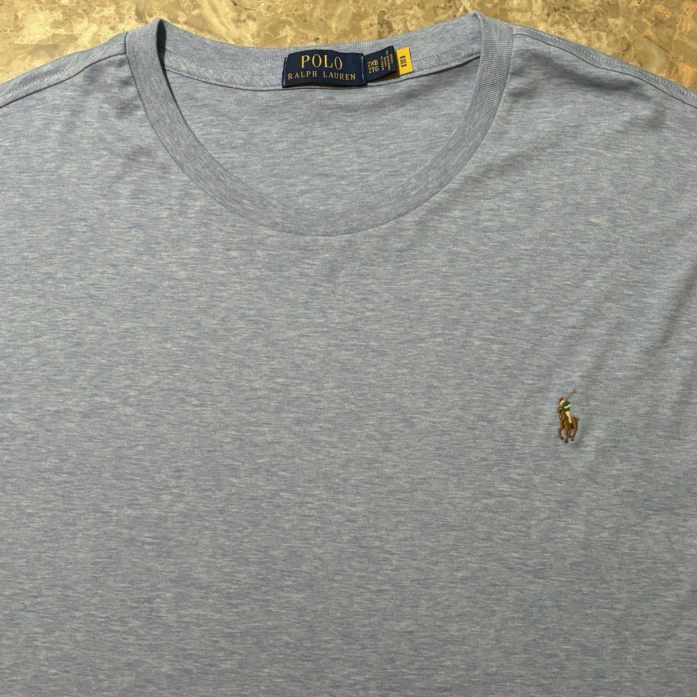Polo Ralph Lauren Shirt Mens 2XB Big 2X Blue Short Sleeve Pima Soft Flesh Pony