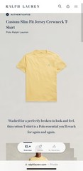 Polo Ralph Lauren Custom Slim Fit Short Sleeve Cotton T shirt Yellow Men’s Sizes