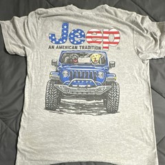 Jeep Men’s Gray “An American Tradition” Graphic Logo T-Shirt Crew Neck Medium