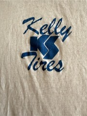 ⁠Vintage Kelly Tires Ringer T-Shirt 80s 90s Retro Automotive Graphic Tee Large