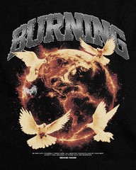 Burning Dove Graphic T Shirt Peace Bird Vintage Streetwear Tee Unisex