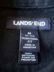 Lands End Mens M shirt Traditional Fit Long sleeve Button Up Navy Blue cotton