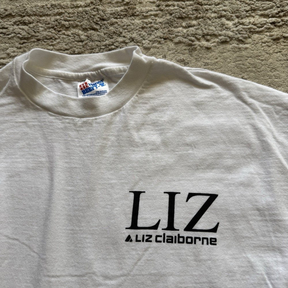 Vintage 90s Liz Claiborne Clothing Brand Promo Tee Hanes Beefy Mens XL USA Made