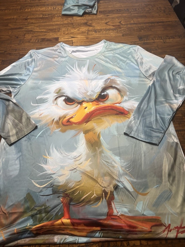 Crazy Duck Long Sleave Poly Print Front And Back Xl