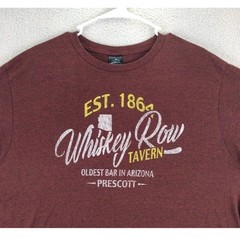 Prairie Mountain Mens Whiskey Row Tavern T Shirt XL Marled Burgundy Graphic Tee