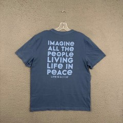 Life is Good Crusher Tee T-Shirt Mens Medium Blue Peace Graphic Casual Everyday