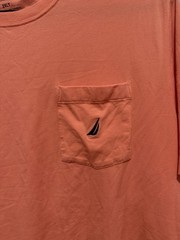 Nautica T-Shirt Men’s 2XLT Coral Orange Front Pocket Active Stretch 95/5 Blend