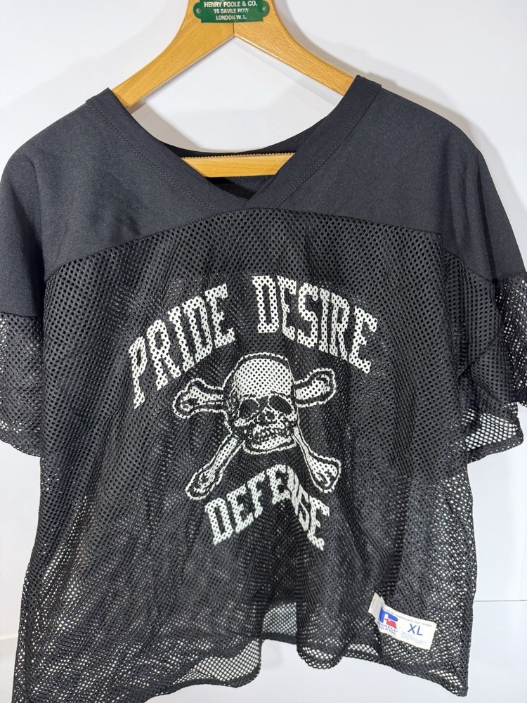Vintage 90s Russell Athletic Mesh Football Jersey XL Pride Desire Defense Skull