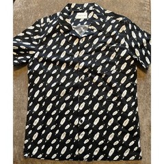 Public Art Mens Popsicle Print Short Sleeve Button Down Shirt Black White Small