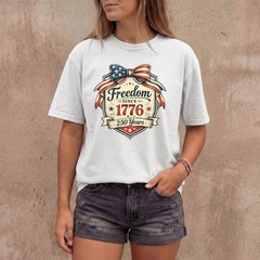 Vintage Freedom Bow Comfort Tee Shirt Women Men Soft
