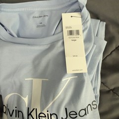 Calvin Klein Jeans Men’s Graphic Logo T-Shirt Size L Light Blue Crew Neck