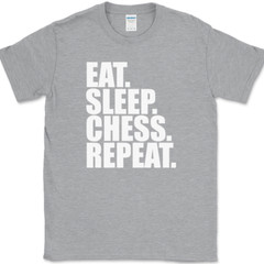 Eat Sleep Chess Repeat T-Shirt Funny Player Strategy Humor Gift Text Tee