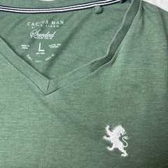 Cactus Man Sueded V Neck T Shirt Green Lion Logo Short Sleeve Men’s Size L