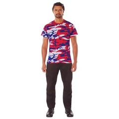 Men’s American Camo Short Sleeve T-Shirt – Rothco Red White Blue Color Camo Tee