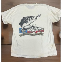 Republic of Texas T Shirt Mens Large White Bass Fishing Graphic Outdoor Flag