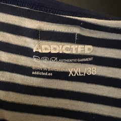 Addicted Striped Tank Top XXL runs small Gently worn Poly cotton blend no fabric