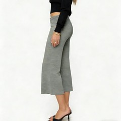 Gaucho Pants for Women Fold Over Flowy Low Rise Wide Leg Capri Pants Casual S…