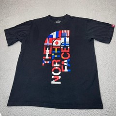 The North Face Shirt Mens Large Black Flag Graphic Logo Crewneck 100% Cotton