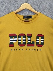 Polo Ralph Lauren Men’s T-Shirt Medium Yellow Spellout Logo Pony