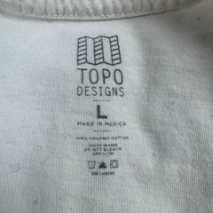 Topo Designs Shirt Mens Large Ivory Graphic Tee Colorado USA 100% Organic Cotton