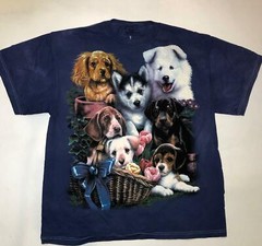 The Mountain Puppy Collage Cute Dogs Cotton Animal Purple Pets T-Shirt L-3X