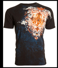 ARCHAIC by AFFLICTION Black Blue ACLE Short Sleeve Slim Fit Y2K T-shirt NWT