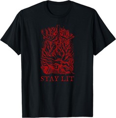 Blood Red Occult Stay Lit Burning Witch Satan Devil Hell T-Shirt