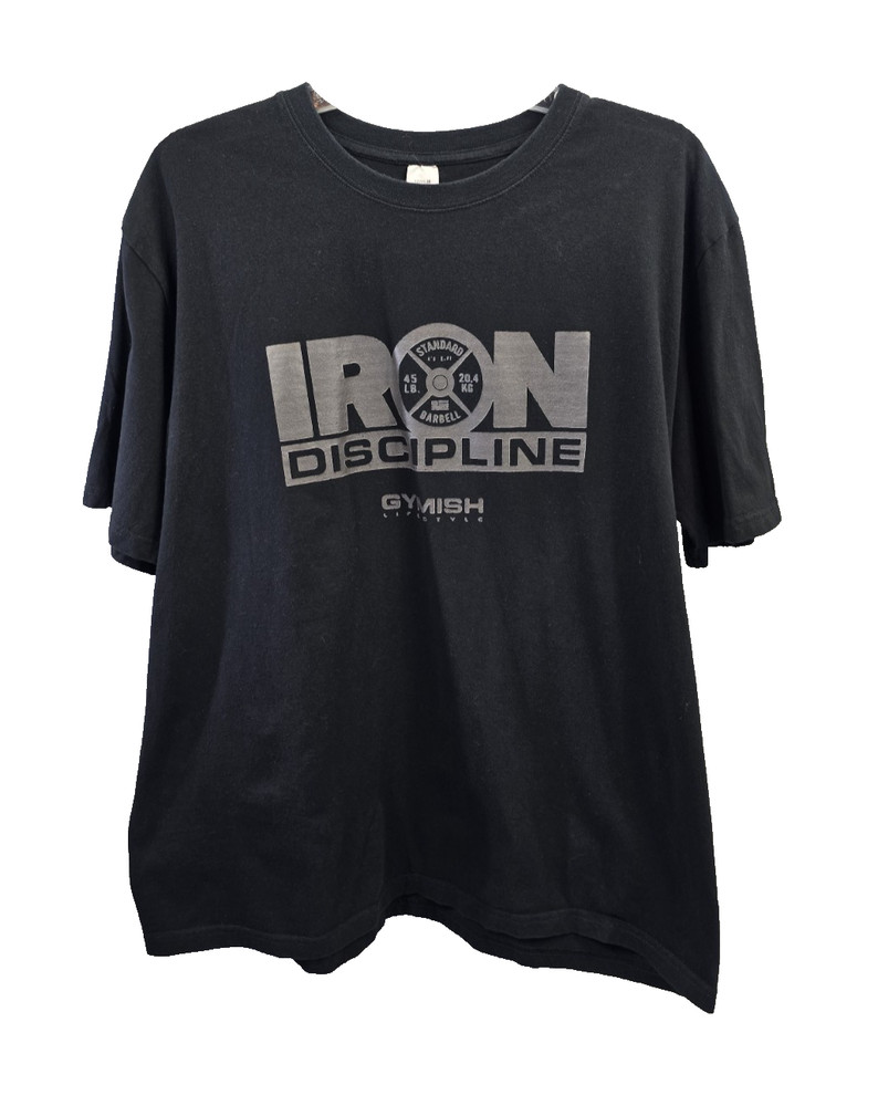 Iron Discipline Gymish Lifestyle Standard Barbell Print Work Shirt Black XL
