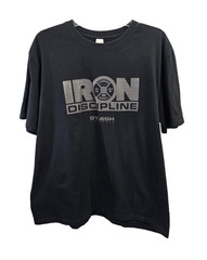 Iron Discipline Gymish Lifestyle Standard Barbell Print Work Shirt Black XL