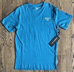 Members Only Mens Teal Green S T-Shirt Embroidered Chrysanthemum Double Sided