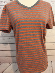 American Eagle T-Shirt Athletic Fit short sleeve tee shirt Small Stripe Vneck