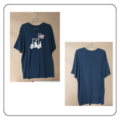 Travis Mathew Shirt Mens XL Blue USA Golf Cart Flag Crew Neck Tee Patriotic