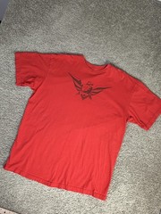 Oakley Shirt Mens XL Red Eagle Graphic Crew Neck Cotton Logo Short Sleevea