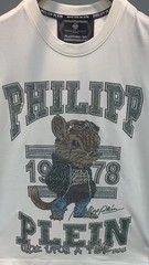 PHILIPP PLEIN T-shirt Round Neck SS PP Glass Black/White Size Medium