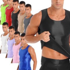Men Smooth Glossy Sport Tank Top Gym Fitness Workout Crop Top Shirt Activewear