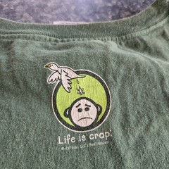 Life Is Crap XL Mens Green Graphic Logo Short Sleeve Tshirt Hunting Deer